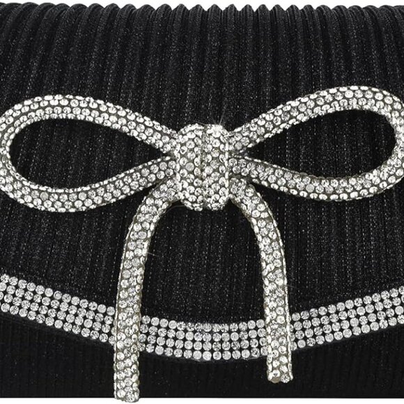 Envelope Clutch Purse Women Rhinestone Bow Sparkly Evening Bag Glitter Wedding P - Picture 1 of 8